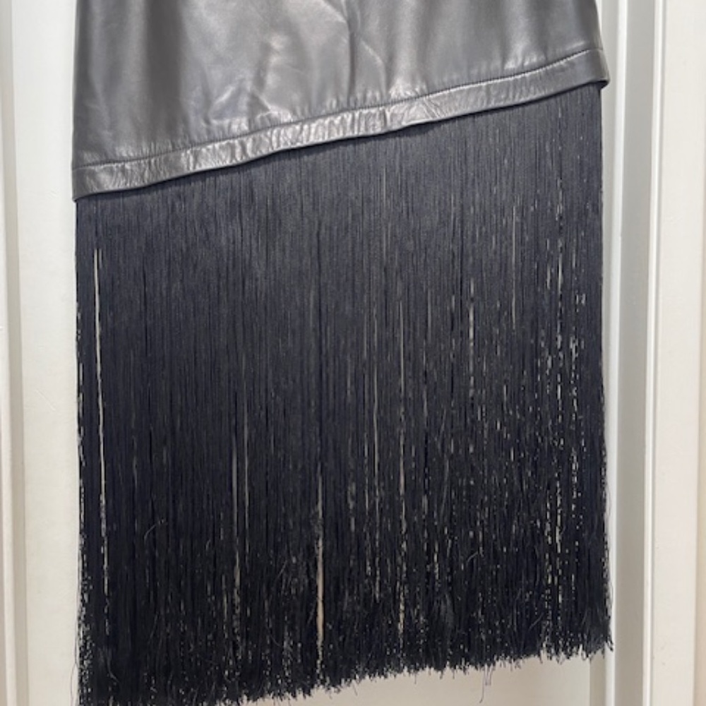 Helmet Lang Black Lamb Leather and Fringe Skirt EUC - Picture 7 of 14